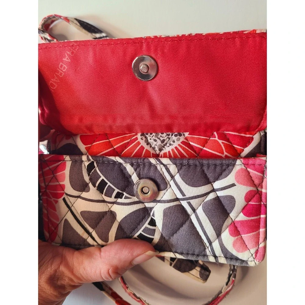 Vera Bradley All In One Crossbody Wristlet Clutch Purse CHEERY BLOSSOM PINK GREY